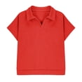 thumbnail image 3 of Gamivast Collared Shirts for Boys Solid V-Neck Loose Fit Lightweight Breathable Tops Waffle-Knit Textured Short Sleeve T-Shirts Casual Daily School outdoor Golf outfits, 3 of 7