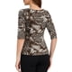 thumbnail image 3 of Camiseta básica de ajuste slim con cuello redondo y mangas de codo para mujeres INSPIRE CHIC, camiseta casual impresa L color café-animal, 3 of 6