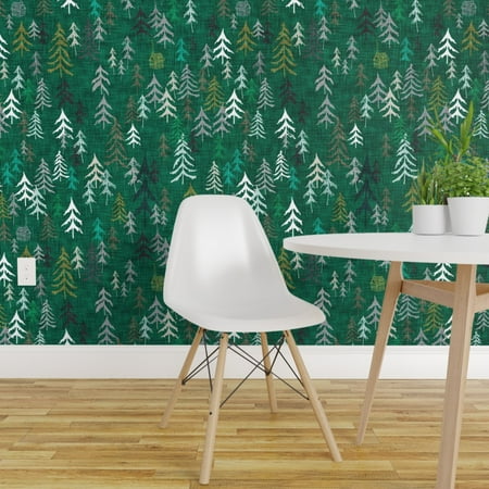 Winter Christmas Lights Wallpaper Peel-and-Stick Removable Wallpaper Forest Woodland Winter Holiday Trees Woods ()