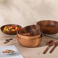 thumbnail image 3 of Xiao Hua Wooden Salad Bowl 4.33 * 2.36 inches 1 piece - Round fruit bowl, natural wood grain kitchen solid wood bowl, farmhouse rural dining table decoration, 3 of 3
