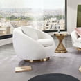 thumbnail image 3 of Celine Swivel Accent Chair in Light Cream Velvet with Brushed Gold Accent Band by Diamond Sofa, 3 of 11
