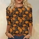 thumbnail image 2 of Camiseta gráfica de Halloween para mujer: camiseta informal de manga 3/4 con estampado de girasol y calabaza, 2 of 5