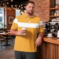 thumbnail image 2 of GrmtClth Mens Big & Tall High Grade Premium Fabric Colorblock Stripe Casual Shirt Short Sleeve Stretch Quick Dry Golf Apparel Yellow 8XL, 2 of 7