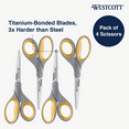 thumbnail image 2 of Westcott Titanium Bonded 8-Inch Scissors with Soft Ergonomic Handles, Gray/Yellow, 4 Pack, 2 of 11