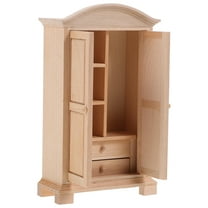 Soimiss Small Dollhouse Furniture Wooden Mini Wardrobe Storage Handcrafted 1Pack
