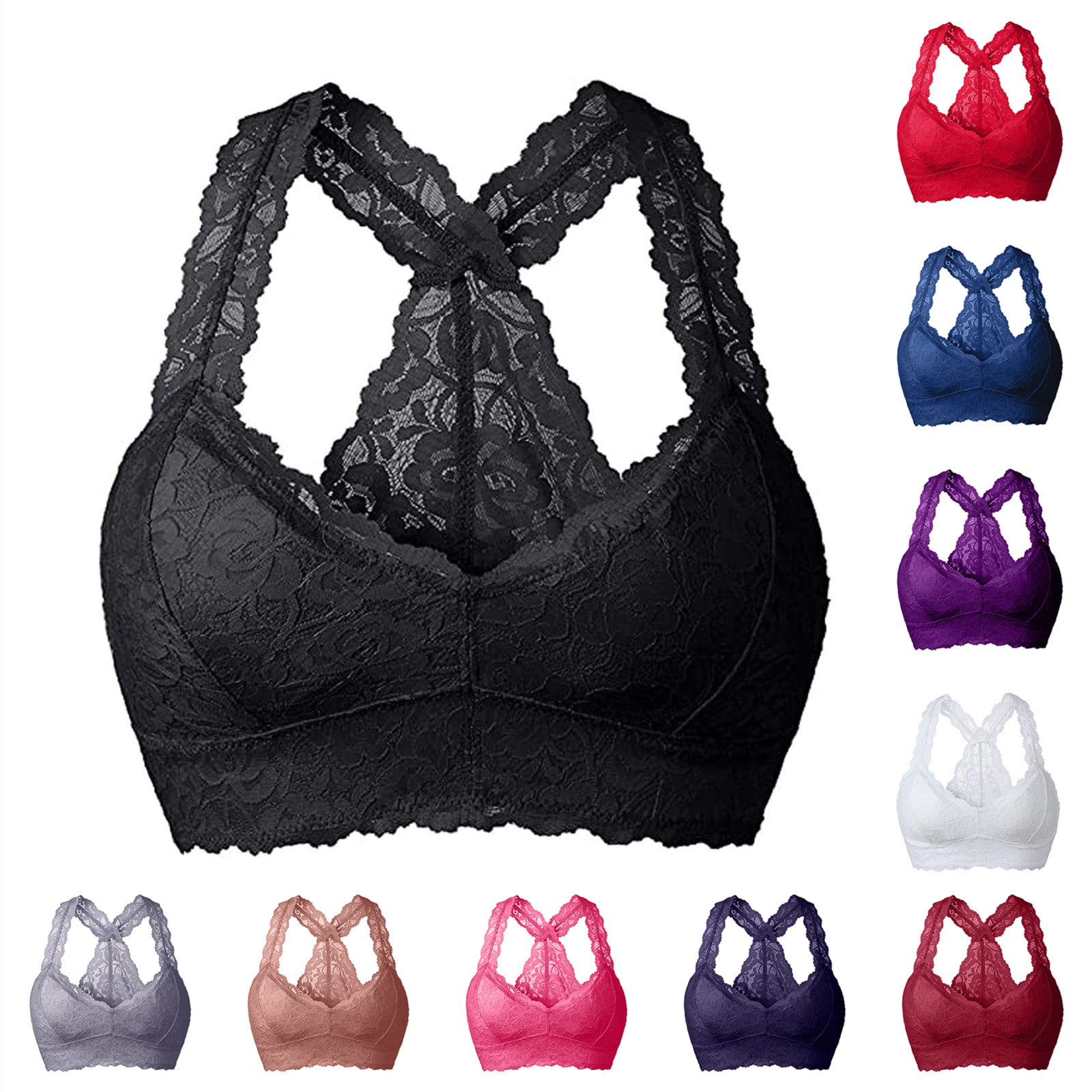 HTNBO Sexy Plus Size Bra for Women No Padding Crop Wire Free Lace ...