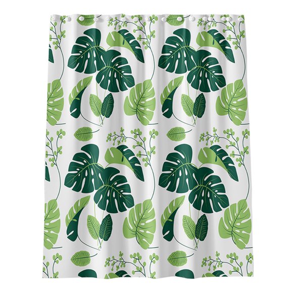 Grrvtrz Waterproof Shower Curtain Monstera Leaf Pattern Thick Fabric Bathroom Curtain with Hooks Non Slip Liner for Bathtub,Bathroom Decor,Bathroom Accessories