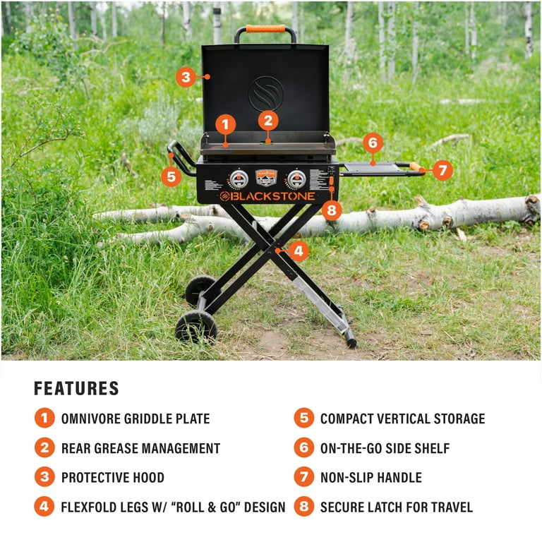 BLACKSTONE ON THE GO グリル Blackstone On The Go 2-Burner Propane Gas Grill 22 in. Flat