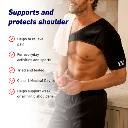 NEO G EASY-FIT ADJUSTABLE NEOPRENE SHOULDER SUPPORT BRACE, ONE SIZE FSA/HSA ELIGIBLE