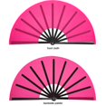 thumbnail image 3 of Abanico plegable Maitys, tela de nailon grande, estilo kung fu chino, rosa, 3 of 7