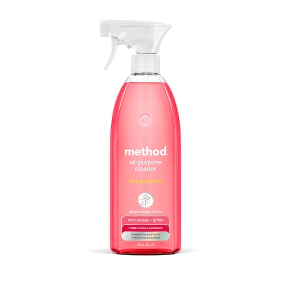 method All-Purpose Cleaner Spray, Pink Grapefruit - Cuts Grease & Grime on Counters, Glass, Sealed Wood & Floors, for Kitchen & Bathroom, 28 fl oz