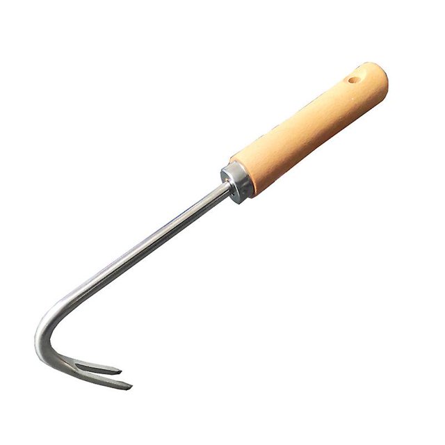 Extractor de malezas con desmalezador en forma de V Herramientas para desmalezar Herramienta para quitar malezas de jardín con mango de madera maciza Gancho doble