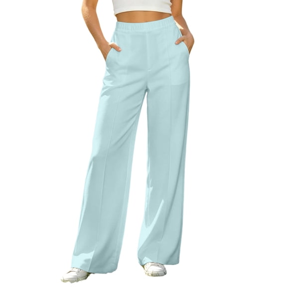 Yutgune Women's High Waisted Wide Leg Pants Button Casual Work Trousers with Pockets