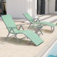 thumbnail image 3 of Pellebant Set of 3 Outdoor Chaise Lounge & Table Set Aluminum Patio Folding Chairs,Green, 3 of 6