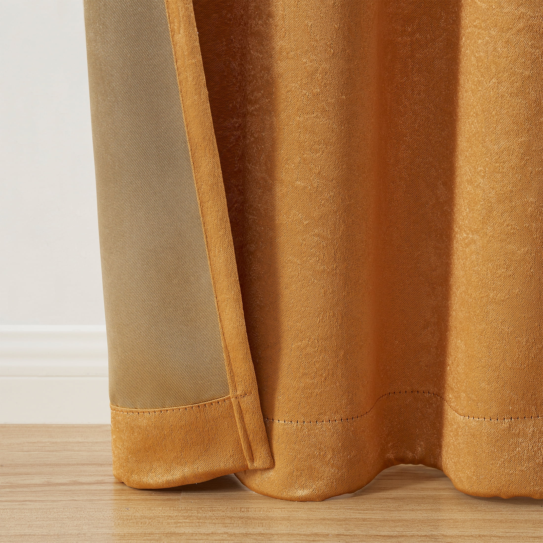 Mainstays Shimmer Rod Pocket 99% Blackout Curtains, Set of 2, Brown Butter, 37" W x 63" L