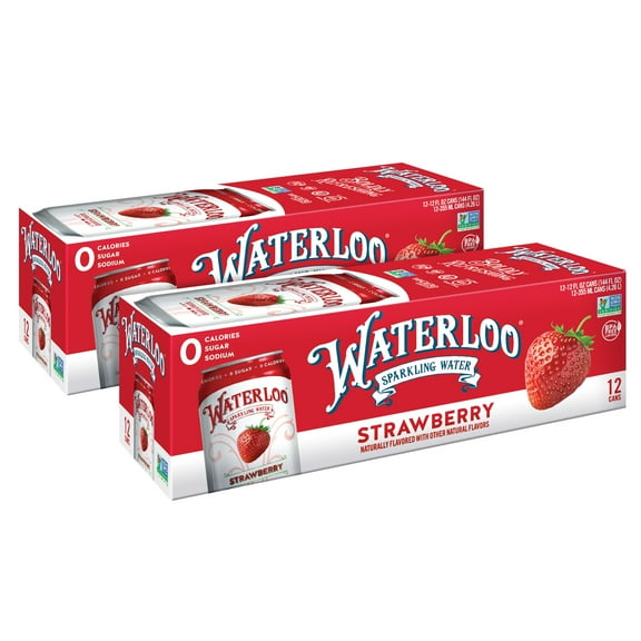 Waterloo Sparkling Water, Strawberry, 12 fl oz, 24 pack cans