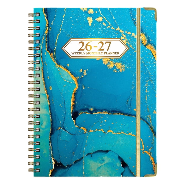 SLYNSHome A5 Spiral Journal Notebook for Women Blue College Ruled Hardcover Notebook for Work & Note Taking, Pretty Journal for Writing