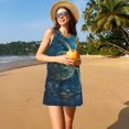 thumbnail image 3 of Naloa Artistic Turtle Earth Print Women's Summer Spring Casual Beach Sundress,Vacation Sleeveless Tank Crewneck Loose Dresses, 3 of 7