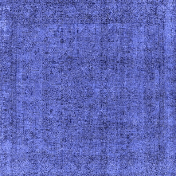 Ahgly Company Machine Washable Indoor Square Oriental Blue Industrial Area Rugs, 6' Square