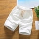 thumbnail image 1 of pstuiky Pantalones cortos de entrenamiento para hombre, Pantalones cortos casuales de lino con bolsillo y cintura elástica para hombre, de color liso Pantalones cortos de golf, 1 of 5
