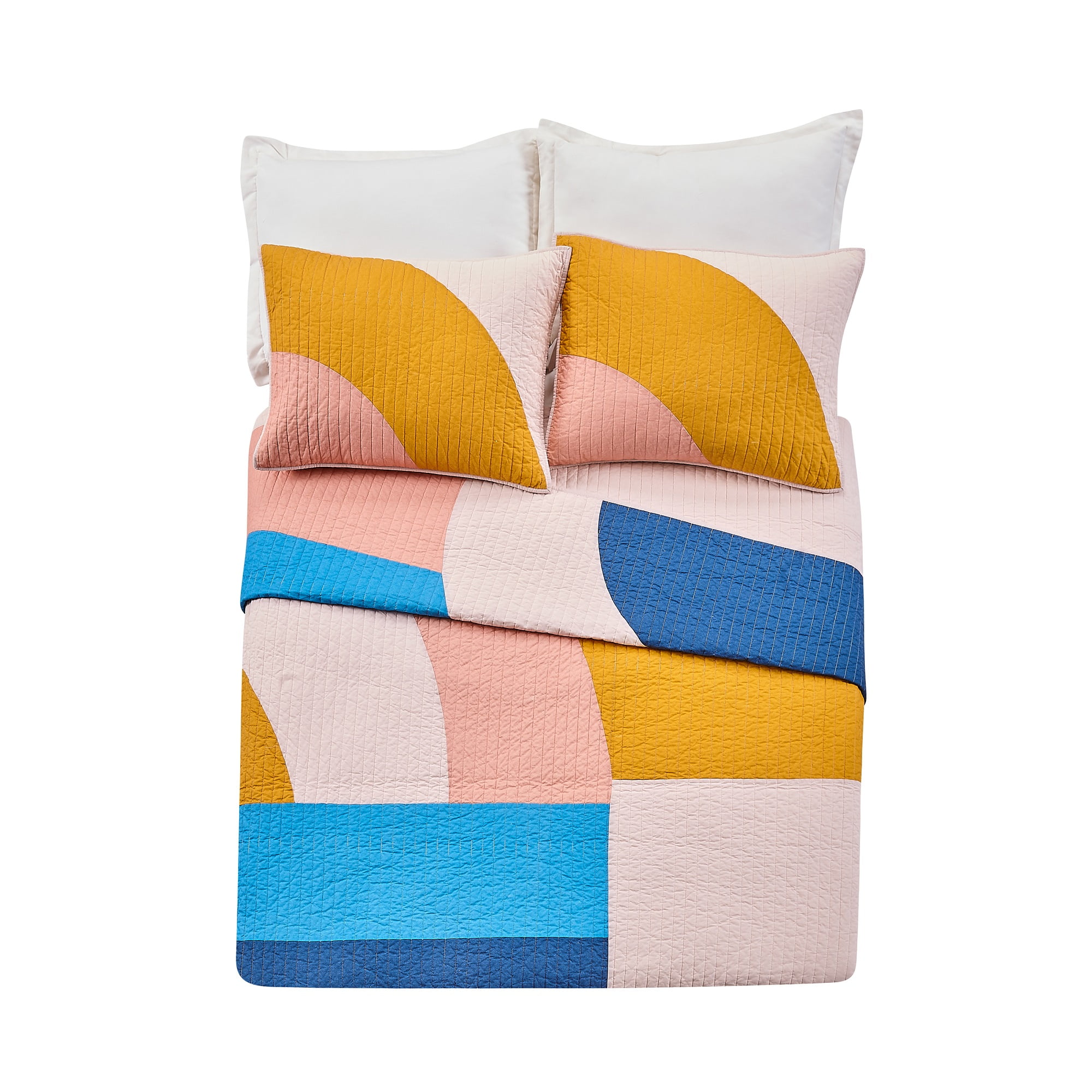 Makers Collective Modshapes Pink 2-Piece Quilt Set, Twin