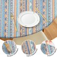 thumbnail image 4 of Colorful Geometric Striped Pattern Round Fitted Tablecloth with Elastic Edge,Dining Table Cover Waterproof,Outdoor Round Tablecloth for Camping,Dining,Indoor and Outdoor, 4 of 7