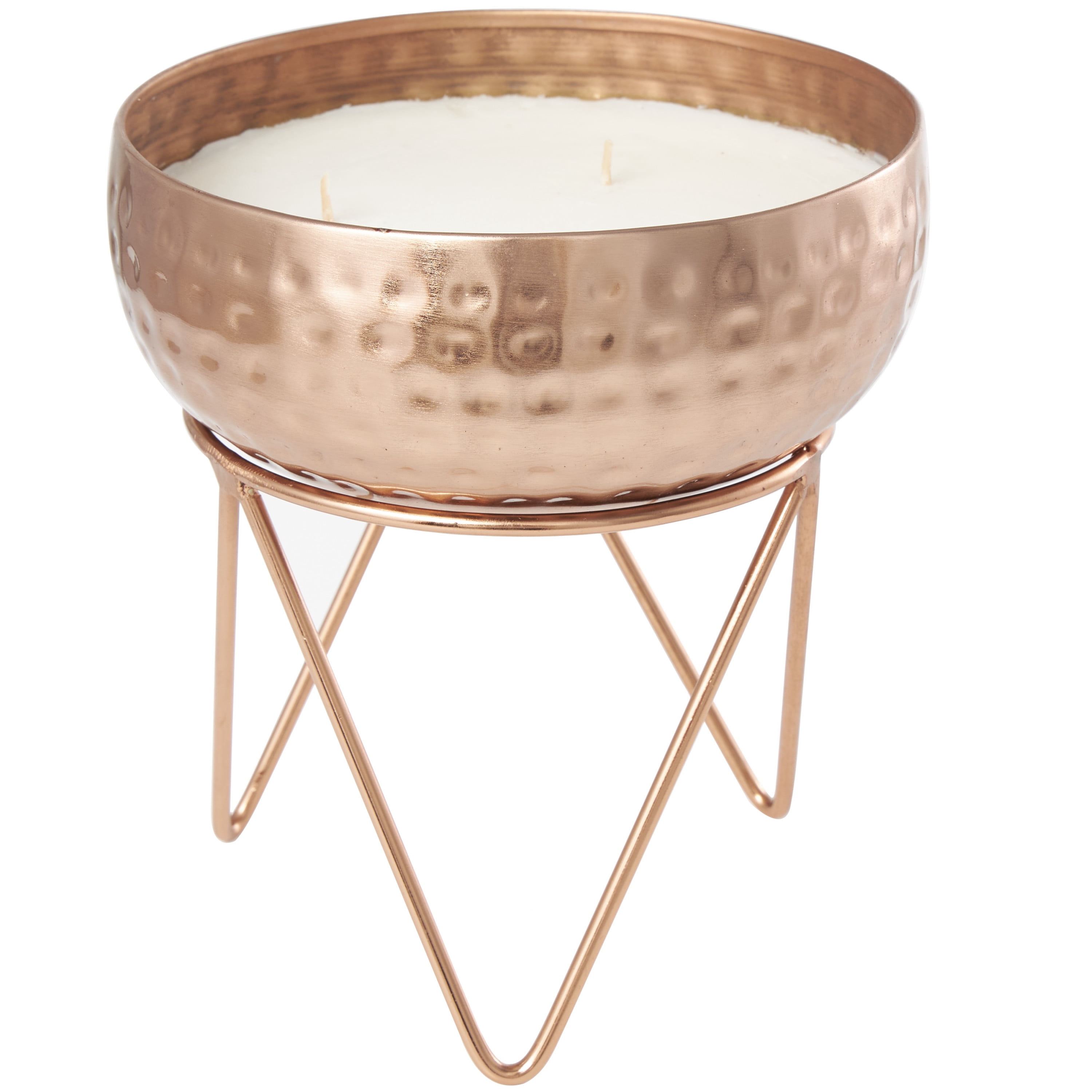 CosmoLiving by Cosmopolitan Copper Metal Vanilla Marshmallow Scented Hammered 30 oz 3 Wick Candle with White Wax