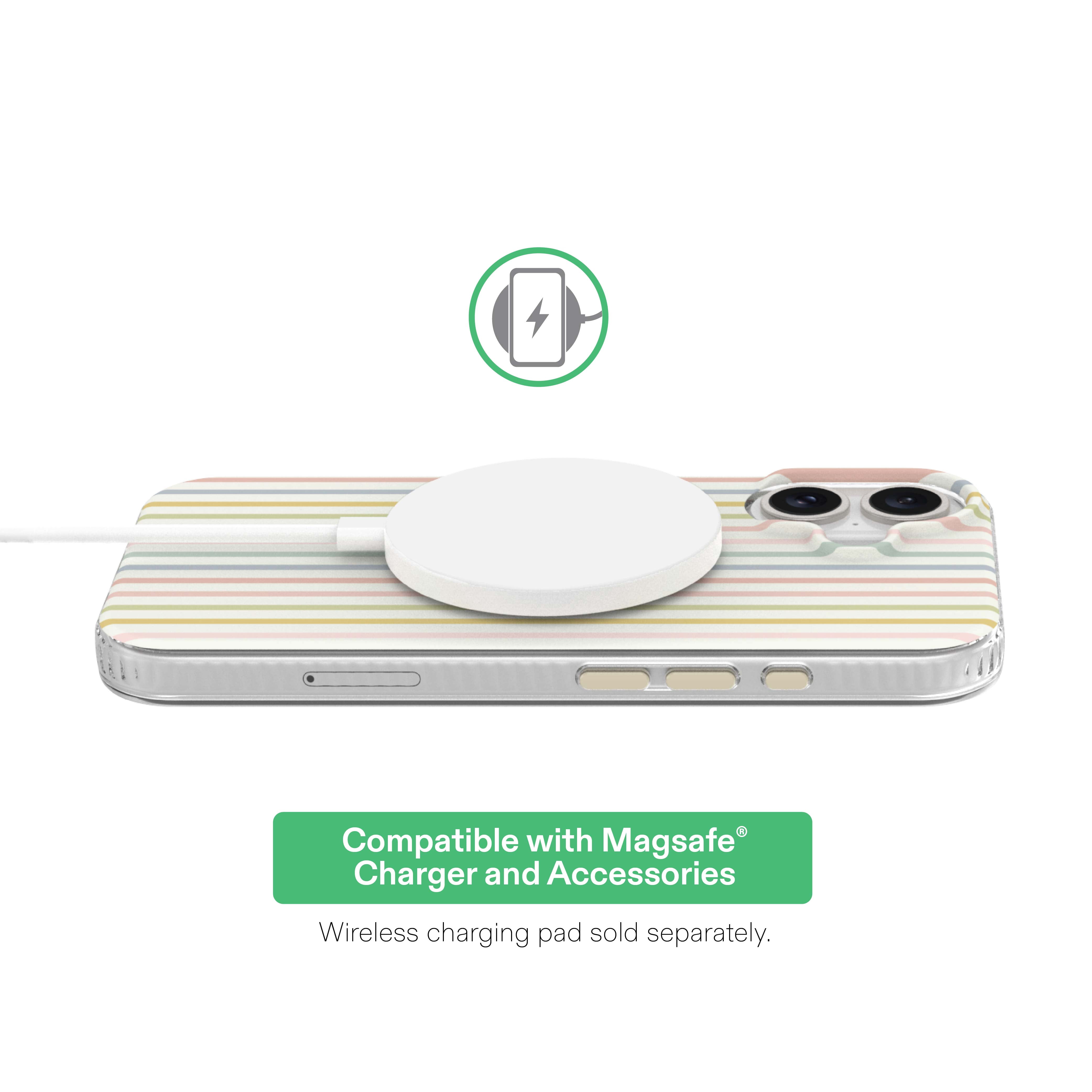 onn Phone Case for iPhone 16, MagSafe Compatible - Multicolor Stripe