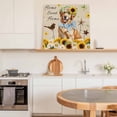 thumbnail image 6 of Spring Sunflower Dog Framed Canvas Wall Art, Home Sweet Home Flower Bird Butterfly Linen Wall Art Painting for Living Room Bedroom Home Decor, 28”x28”, Office Artwork Print, 6 of 9