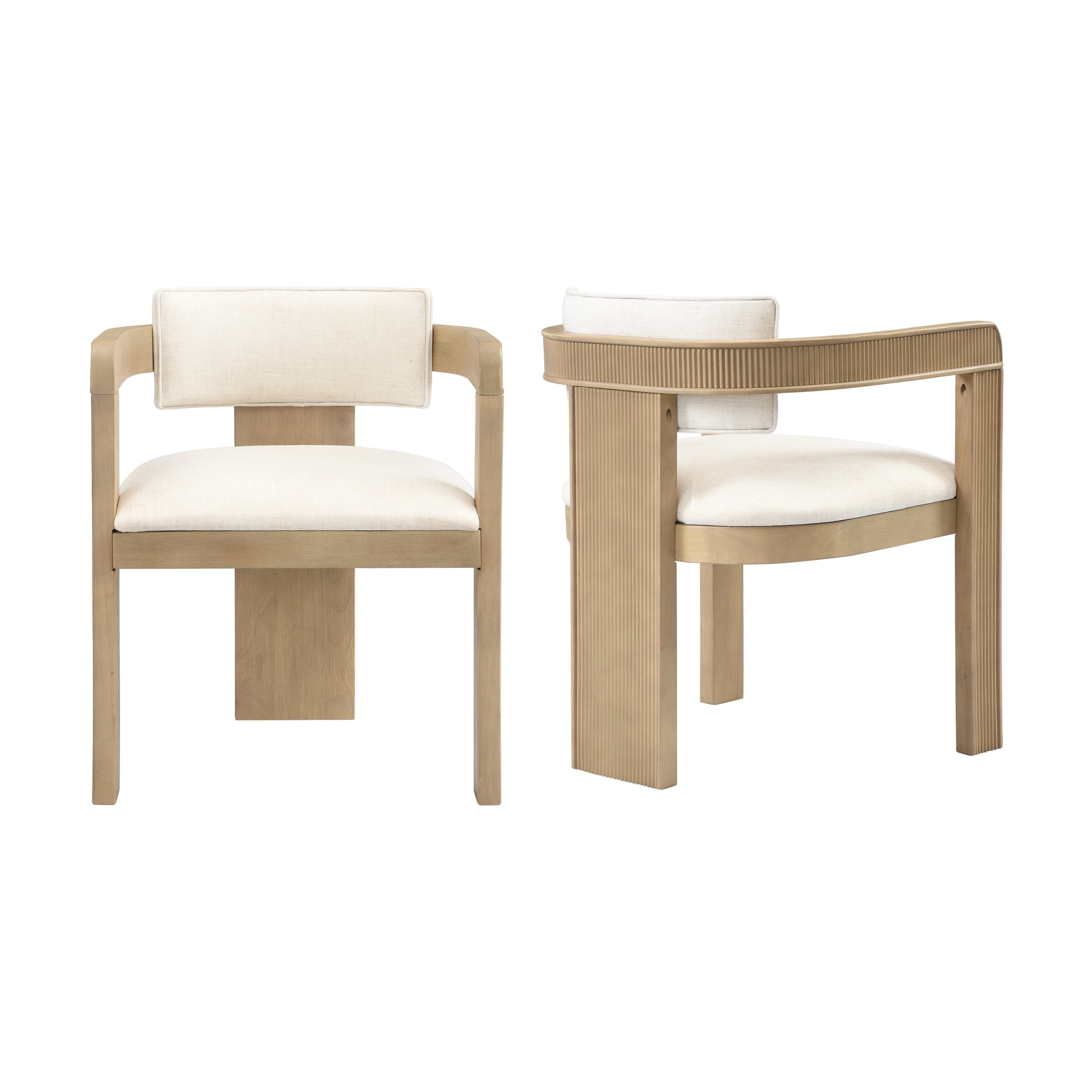 Christopher Knight Home Modern Upholstered Dining Chairs with Curved U-Back, Light Ash+Beige, Set of 2