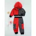 thumbnail image 3 of Qiylii Girls Color Block Clothes Set Long Sleeve Hooded Sweatshirt+Trousers, 3 of 8