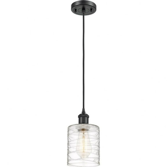 516-1P-BK-G1113 Innovations Lighting Cobbleskill - 1 Light Cord Hung Mini Pendant In Industrial Style-8 Inches Tall and 5 Inches Wide-Matte Black