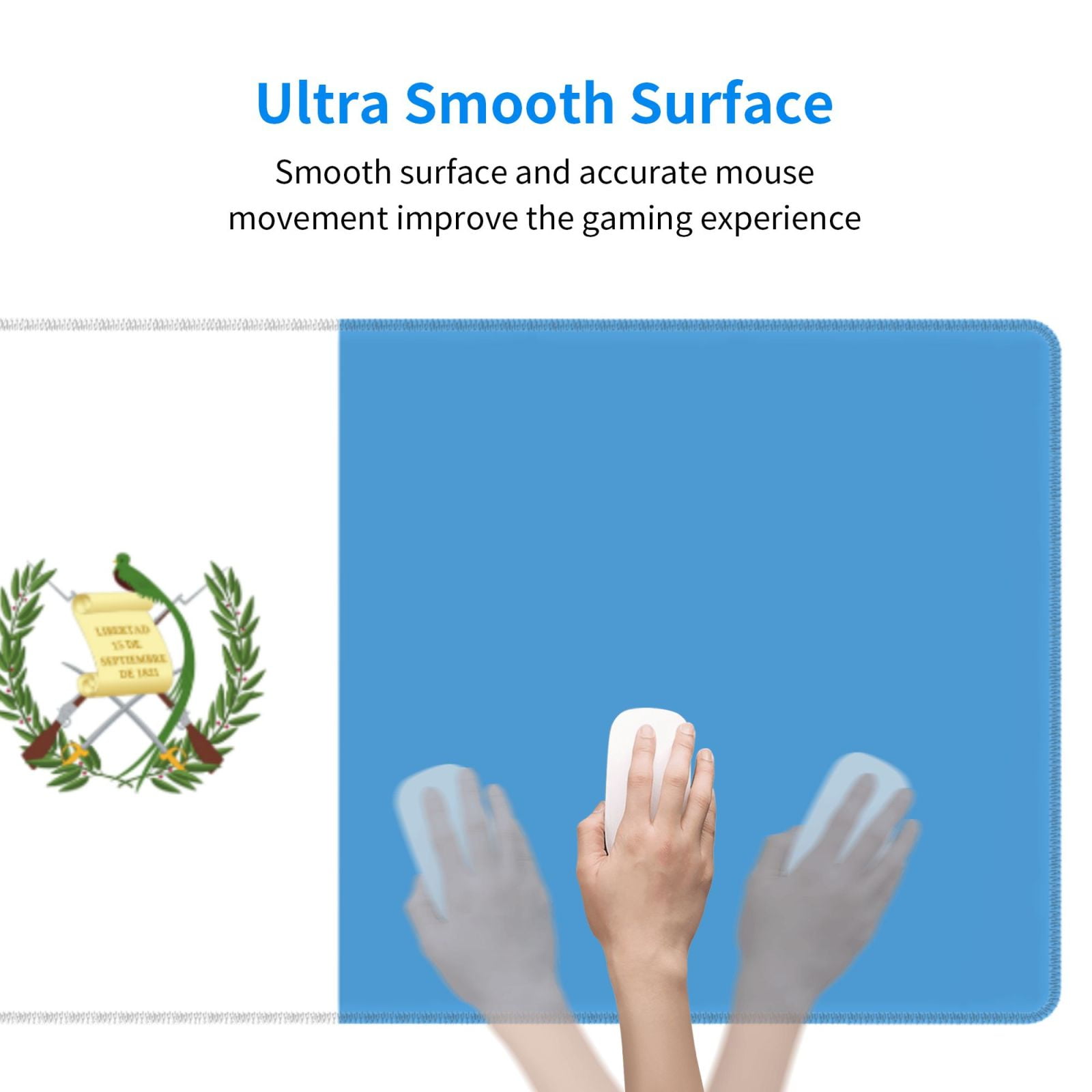 Large Gaming Mouse Mat Flag Of Guatemala Long Extended Mousepad Desk Mat Non-Slip Rubber Micepads (31.5 X 11.8 Inches)\r\n