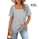 thumbnail image 3 of Camiseta de algodón de manga corta para mujer, blusa holgada informal plisada elegante, Top de vacaciones para primavera y verano, ropa diaria Prendas para la parte del cuerpo Raya gris XXL Jumpingount AP010771-20, 3 of 5