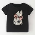 thumbnail image 2 of Bunny T Shirt For Kids Girls Easter Short Sleeve Summer Round Neck Top For Toddler And Little Girls #Black 6-7 Years, 2 of 6