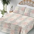 thumbnail image 3 of Ambesonne Tropical Fitted & Flat Sheet with Shams 4 Pcs Set, Flora Pattern Leaves Plot, Queen, Pale Salmon Blush and White, 3 of 5