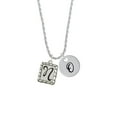 thumbnail image 2 of Delight Jewelry Silvertone Pebble Border Initial - N Silvertone Script Initial Disc - O - Charm Necklace, 20"+3", 2 of 4