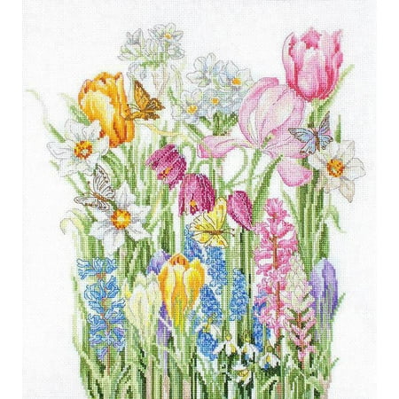 UPC: 4840746029462 | Counted Cross-Stitch Kit March Bouquet B2388 Needlework Flowers Green Pink Nature By Luca-S