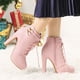 thumbnail image 2 of Botines con plataforma y tacones de bloque con correa con cordones para mujer Rosa 41, 2 of 5