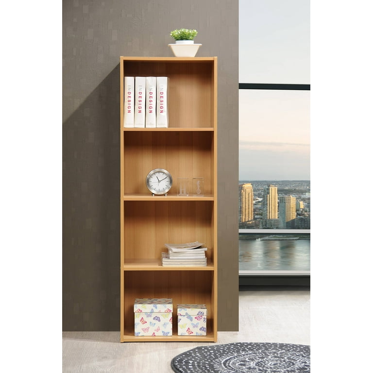 Hot 4-Shelf Wood Bookcase, Brown