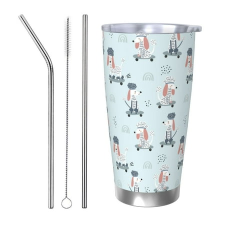 

Vsdgher Poodle Playing Skateboard 20 Oz Stainless Steel Vacuum Insulated Travel Mug Coffee Cup for Home Office Outdoor Works Great for Ice Drinks and Hot Beverage -Straw Three-piece Set