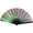 L, variant on opvise Folding Fan 13 Ribs Burr Free Brilliant Color Transparent 13 Inch Large Shining Rave Hand Fan