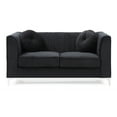 thumbnail image 2 of Passion Furniture Delray 65 in. Black Tuxedo Arm Velvet Loveseat with 2-Throw Pillow, 2 of 5