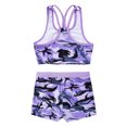 thumbnail image 4 of Zaldita Girl Swimsuit Two Piece Tankini Bathing Suit Summer Beach Rashguard Swimwear Crop Top Shorts Camouflage Purple 8, 4 of 7