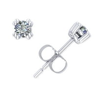 0.20Ct Round Cut Diamond Basket Stud Earrings 14k White Gold Double Prong I SI2