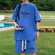 thumbnail image 4 of Conjunto de verano para hombre, camiseta con estampado de gofres, pantalones cortos, traje, diseño de marca elegante, pantalones deportivos de moda, conjunto de 2 piezas, 4 of 5