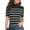 Black with White Pinstripes, variant on Women's Short Sleeve Sweater Tops Mock Neck with Button Pullover Shirt Slim Fit Lightweight Knit Sweater Blouse