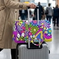 thumbnail image 3 of Garronmavis Quilted Large Duffle Bag for Women, Lightweight Carry On Bag Weekender Overnight Bag Gym Travel Bag with Luggage Sleeve Colorful Hippie Floral, 3 of 7