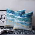 thumbnail image 2 of Pillow Covers 20x20 Set of 2, Teal Blue Ombre Throw Pillow Covers Decorative Couch Cushion Cover, Modern Coastal Ink Painted Abstract Microfiber Soft Square Pillowcases for Bedroom Living Room Sofa, 2 of 7