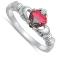 thumbnail image 4 of CHOOSE YOUR COLOR Watermelon Claddagh Promise Ring .925 Sterling Silver Band Red CZ Female Size 10, 4 of 4